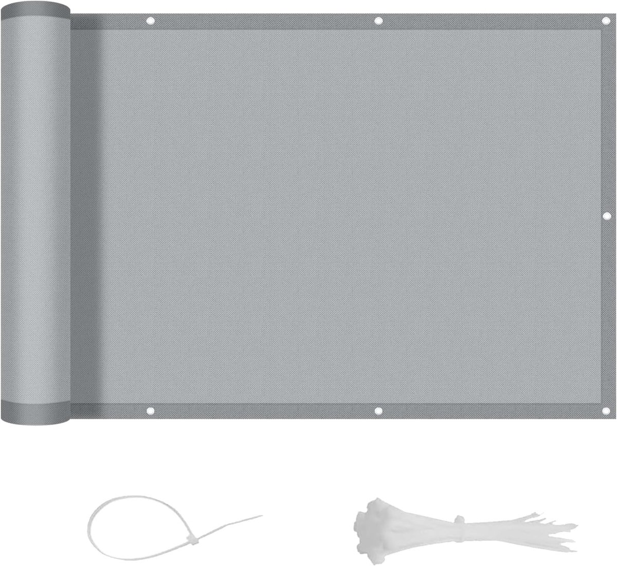 Privacy scherm voor balkon - Rechte vorm 0.75 x 3m - Waterdicht polyester in lichtgrijs voor tuin en buitengebruik