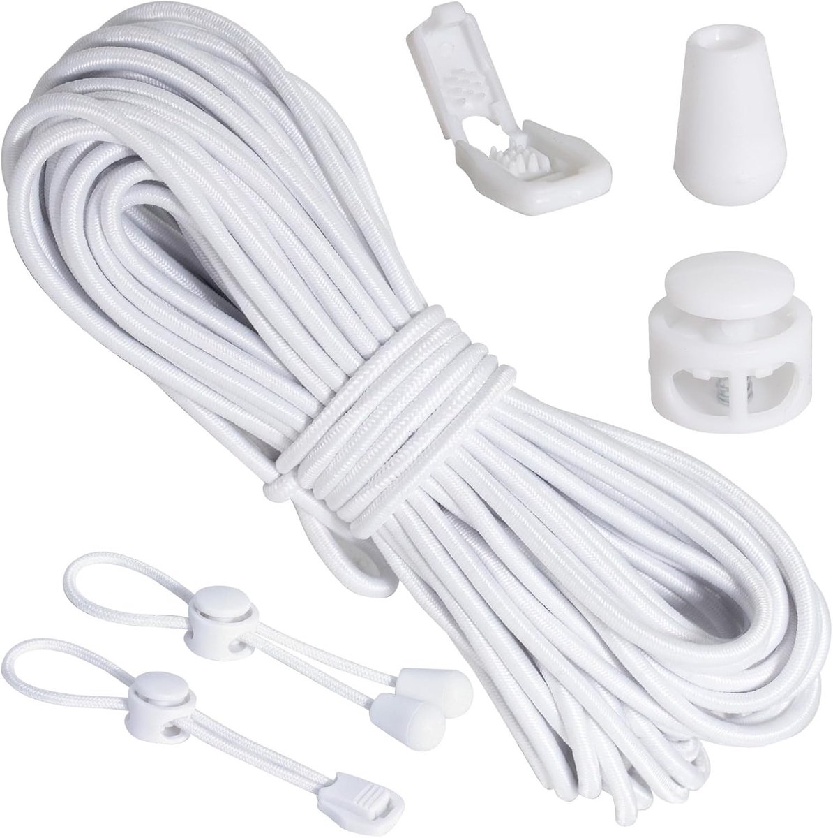 3 mm Rubber Koord 12 m Set met 60 Accessoires voor Kamperen, DIY Projecten en Kledingreparatie