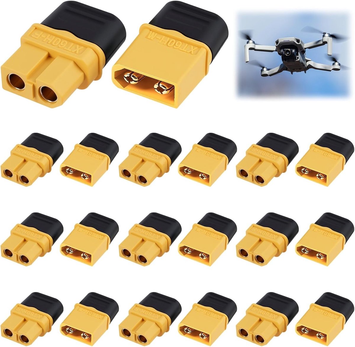 20 Stuks XT-60 Stekkers en Connectoren voor RC Modellen, Accu's en Elektronische Toepassingen