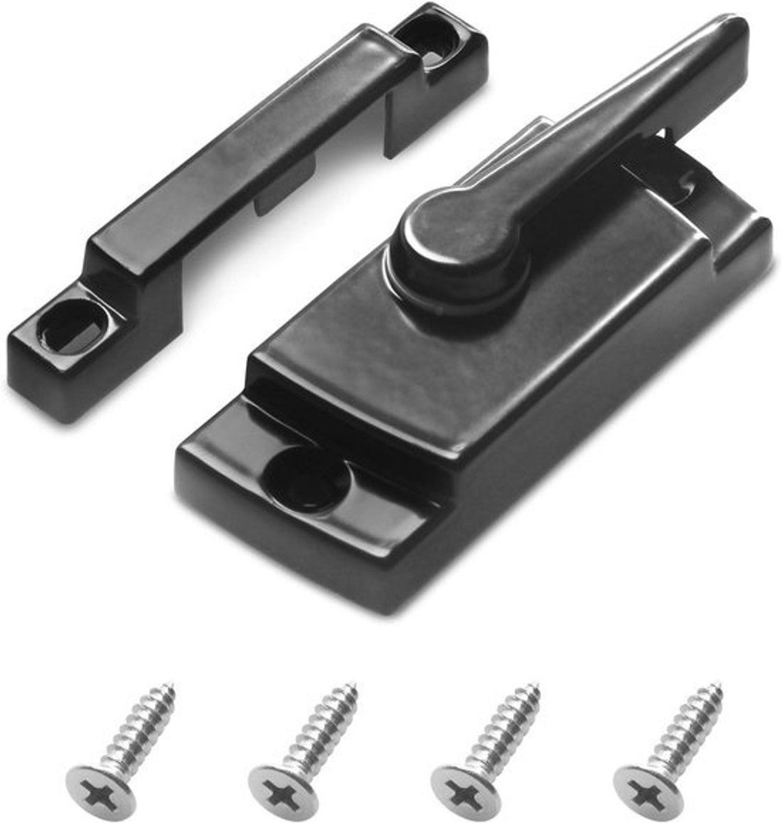 Raam Sjerp Slot - Venster Vergrendeling - Schuiframen Beveiligen - Gegoten Zink Constructie - 2-1/4 Inch Gatafstand - Zwart