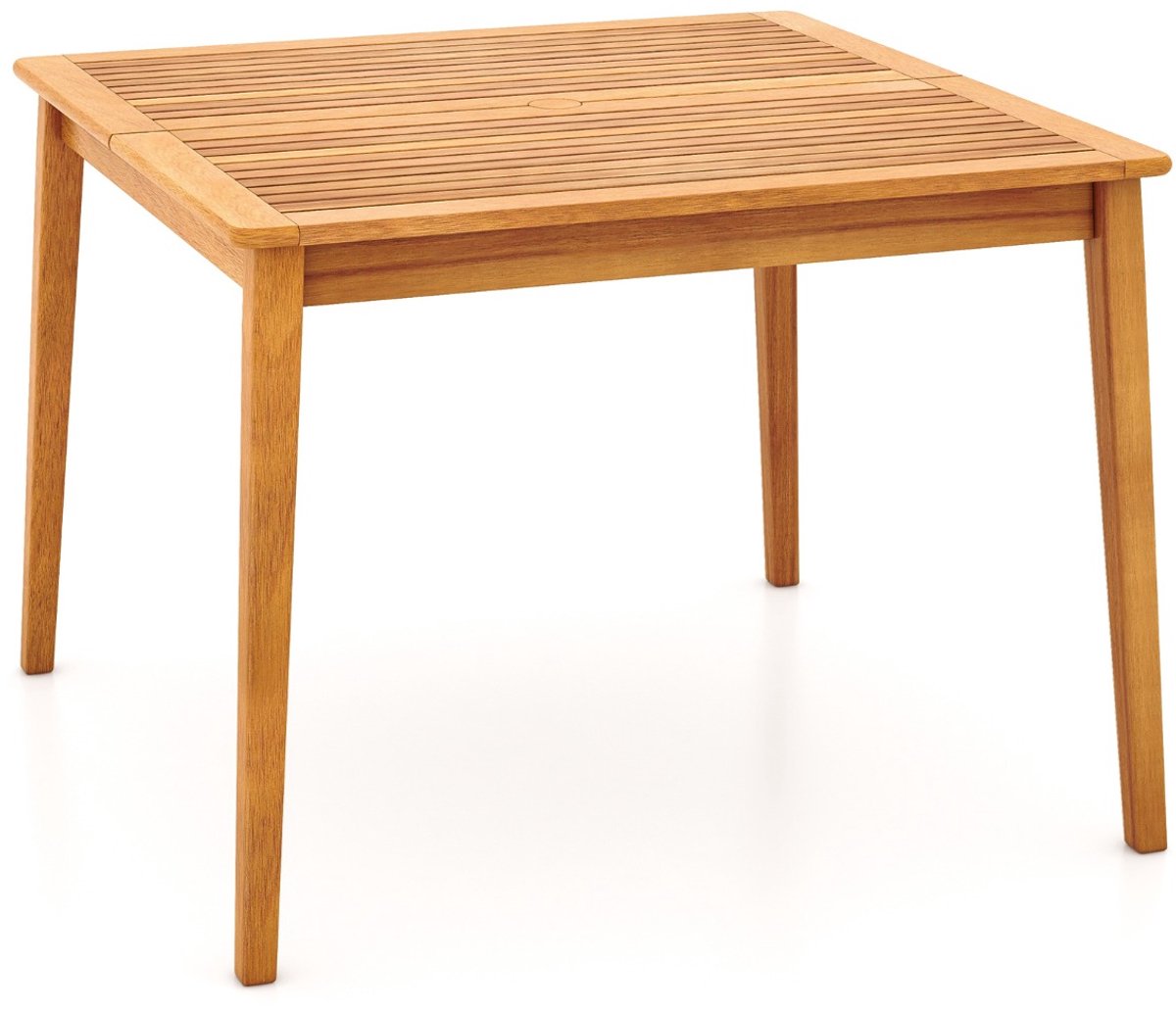 SureDeal® - Tuinmeubel - Acaciahouten Tuintafel - Personen Vierkante Eettafel - Buiten - Parasolgat - 100x100x75,5 cm - Natuurlijk