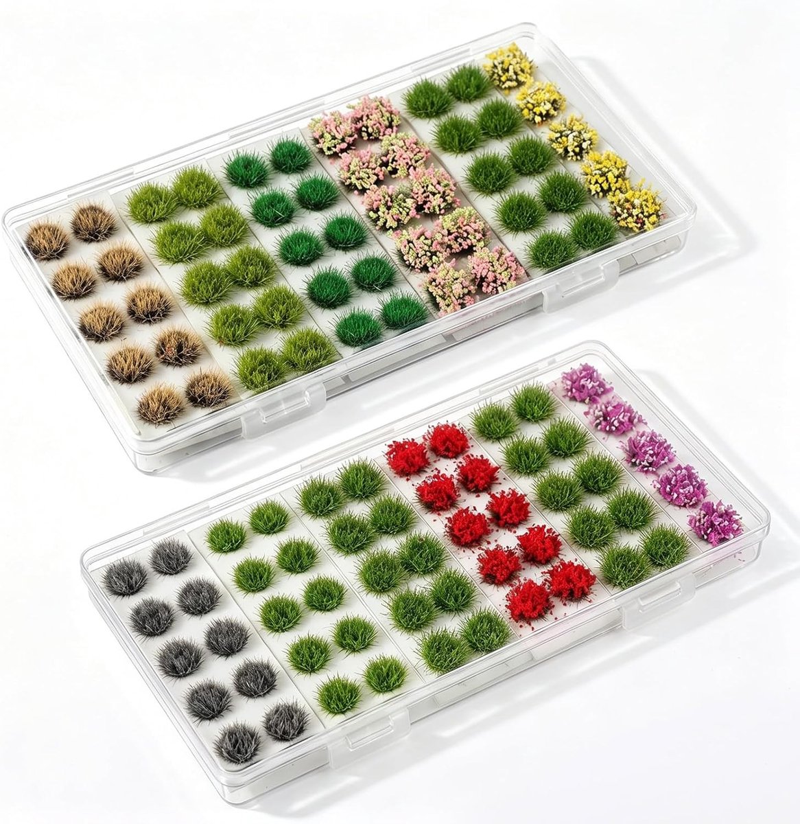 Miniatuur Planten Set van 110 Stuks - Kleurrijke Bloemen, Heesters en Kunstgras voor Tuin, Diorama's en Spoorweglandschappen