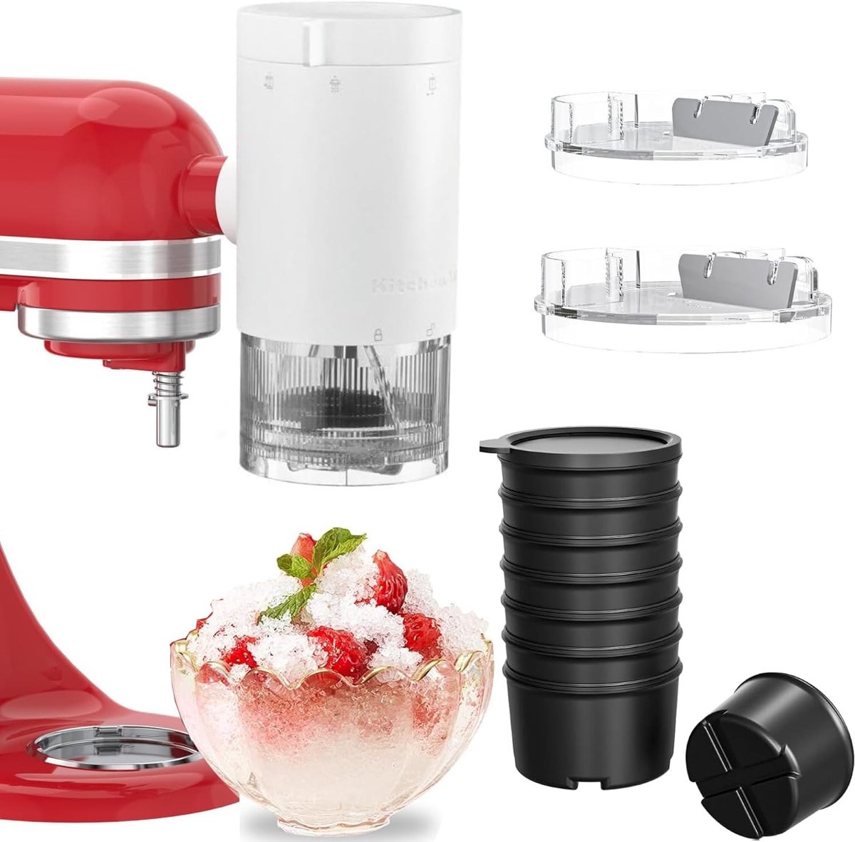 Accessoires voor Keukenmachine: IJs Schraper, Slush Machine met 8 IJs Mallen en Dubbele Bladen voor Perfecte IJscreaties