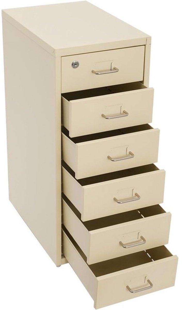 Metalen archiefkast - Opbergkast met slot - Documenten opbergen - 6 afsluitbare laden - 41 x 28 x 69 cm