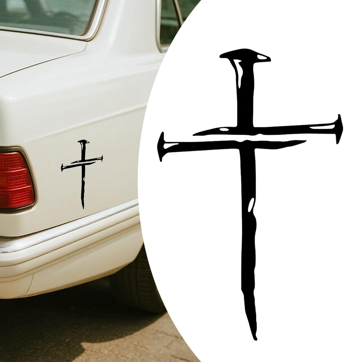 Kruis Sticker - Vinyl Waterdicht voor Auto en Laptop - Zwart