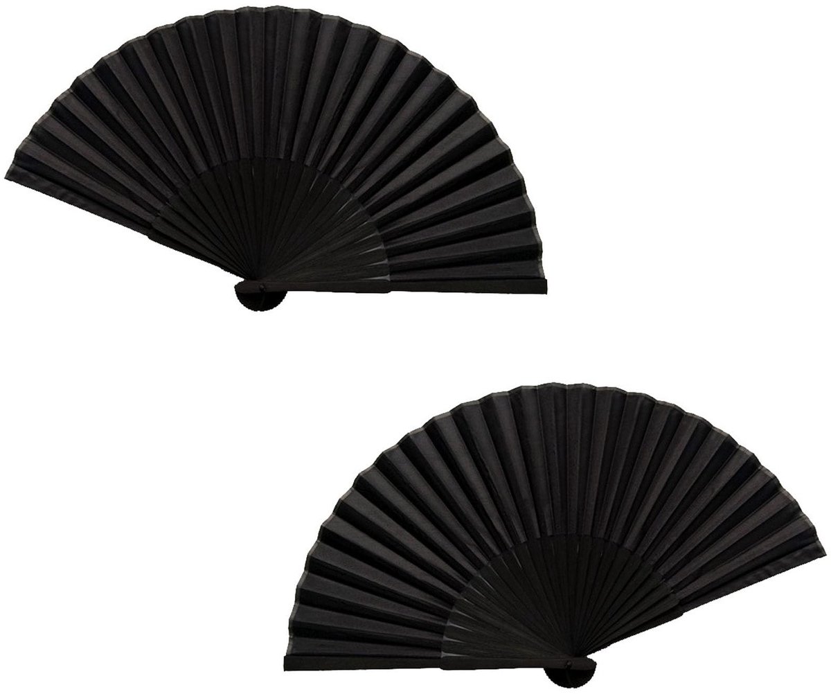 Hand Fan Set - 2 Stuks Zwarte Bamboe Vouwfans