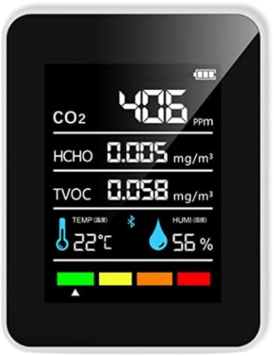 ZRNS® Fijnstofmeter - CO2 Meter - Fijnstof Meter voor Binnenshuis - 5-in-1 Luchtkwaliteitsmeter