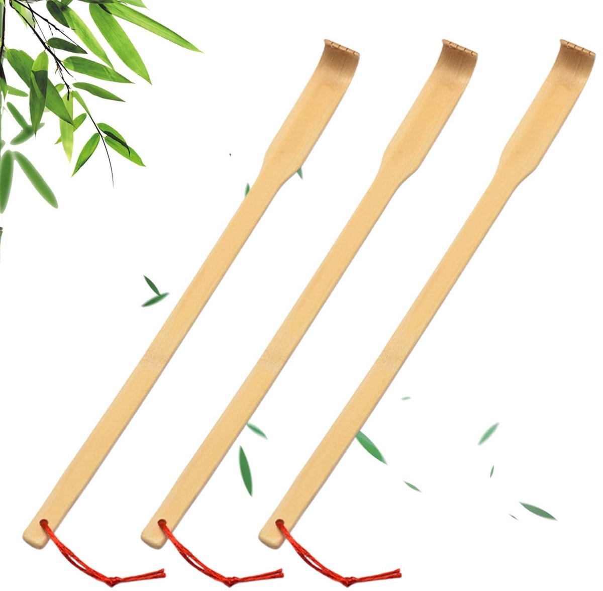 Back Scraper Set - 3 Stuks Houten Lange Handgreep Bamboe 41,5 cm