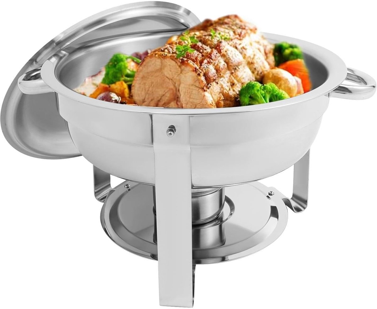 Ronde Chafing Dish-set - 4 x 4,5 Liter - Roestvrij staal - Zilver