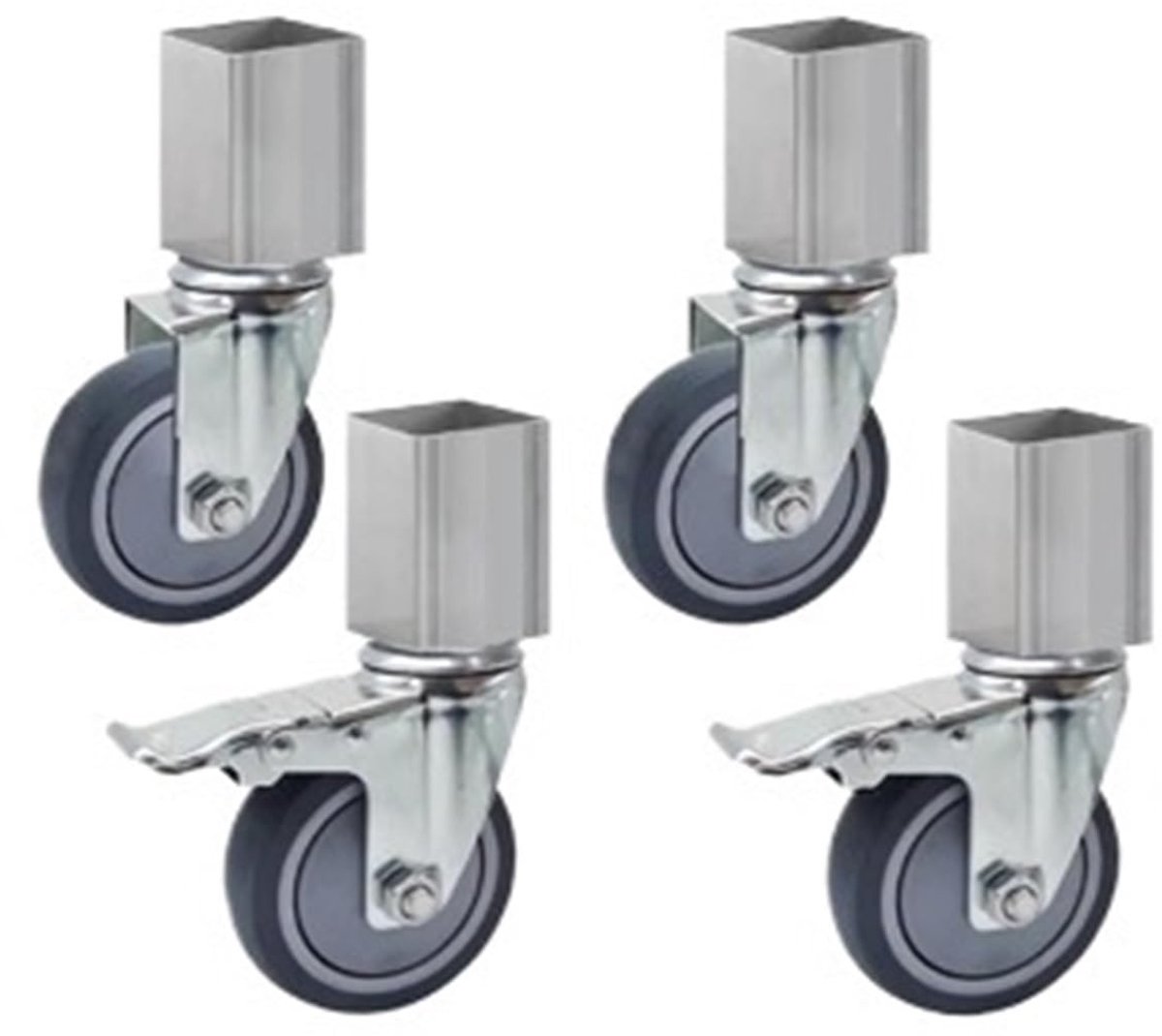 4-delige Zwenkwielen met Remmen - 3 Inch