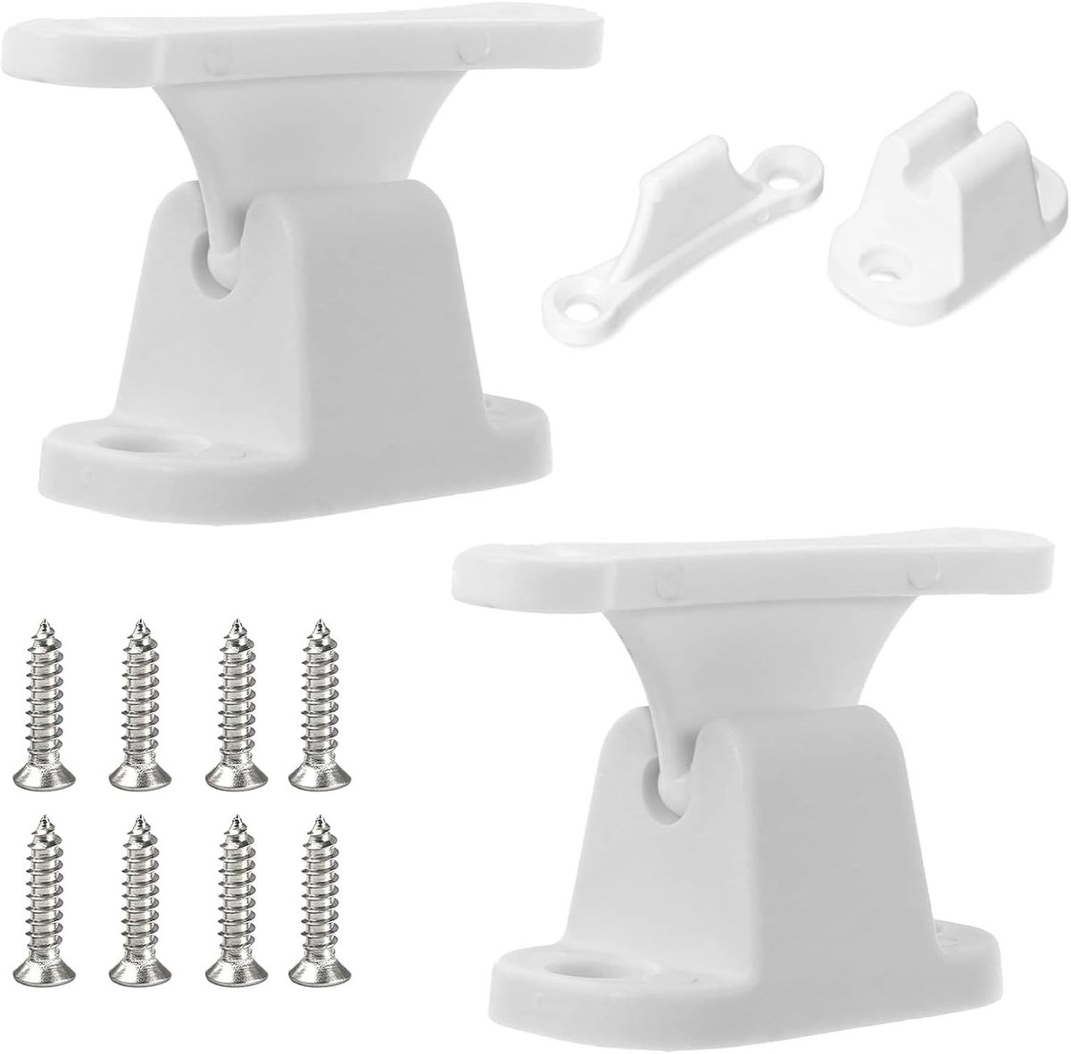 Deurhouders voor caravan en camper, kunststof deurstoppers met schroeven, praktische caravanaccessoires, wit en duurzaam