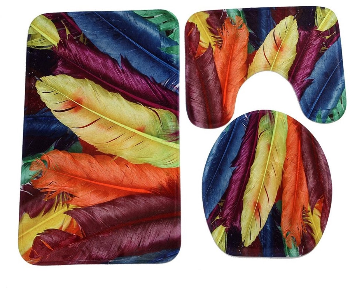 Badmat Set 3-delig - Antislip Badkamer Tapijt met Toiletdeksel en Pedestal Rug