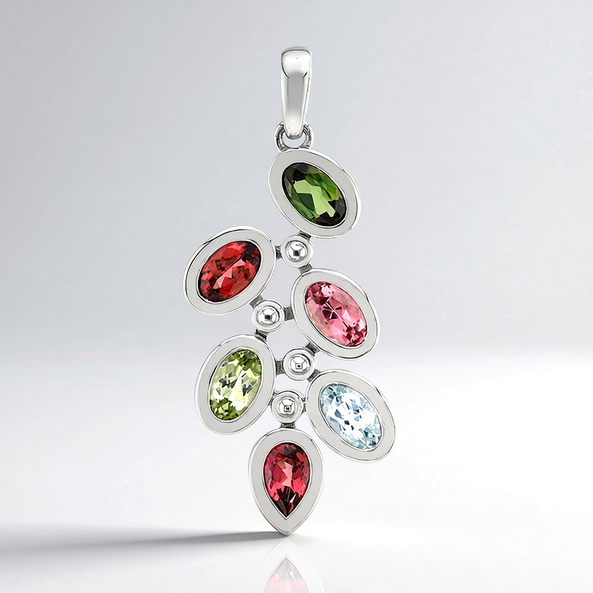 Cavill - Zilveren hanger met Braziliaanse toermalijn 1,19 ct - 925 sterling zilver - Ovaal en peer vormige edelstenen - Elegant handgemaakt
