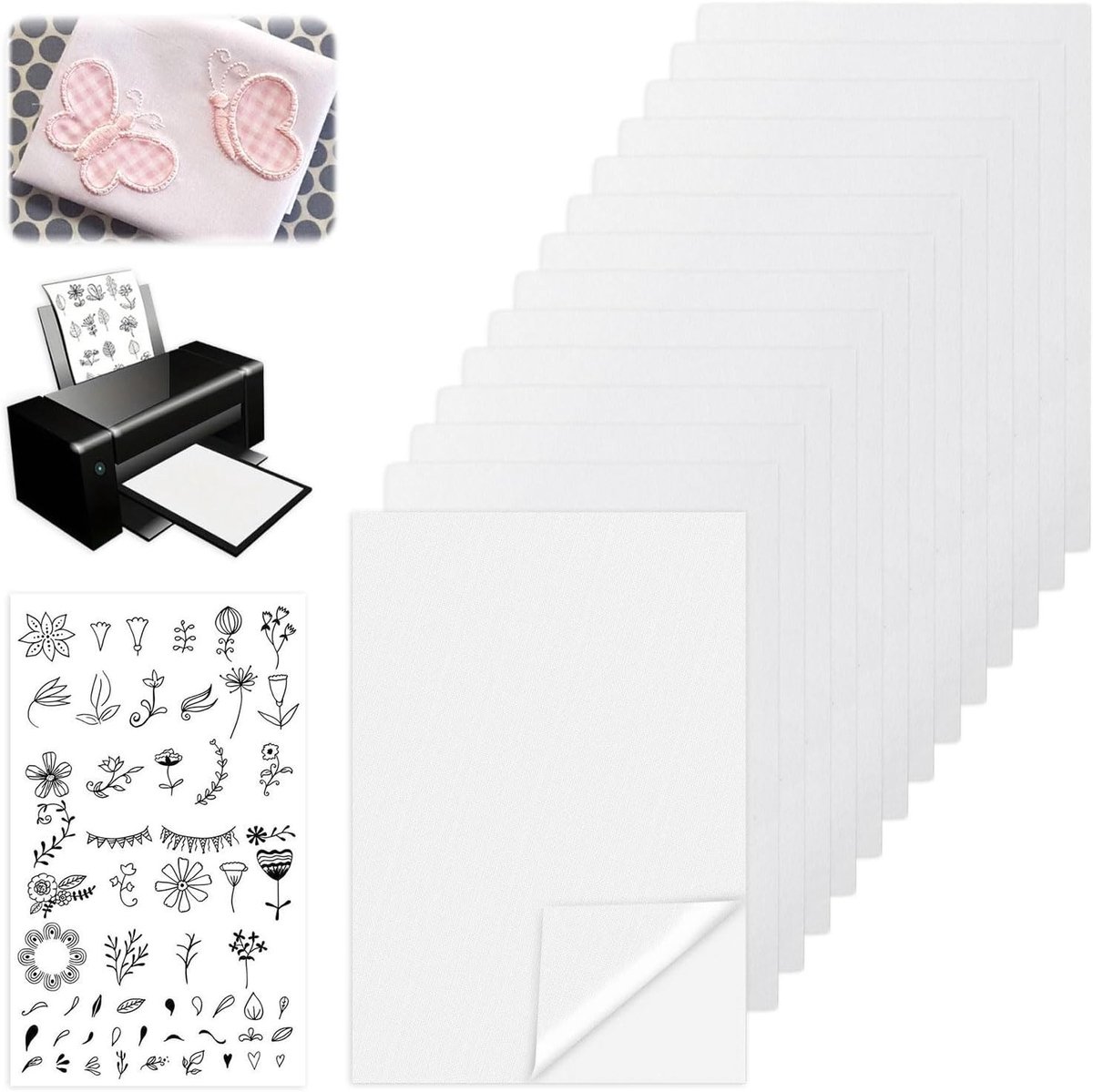 Set van 14 Wateroplosbare Zelfklevende A4 Borduurpapier voor Borduurstencils en Handgeschilderde Borduurprojecten - Ideaal voor Creatieve Borduurwerk en Stickers