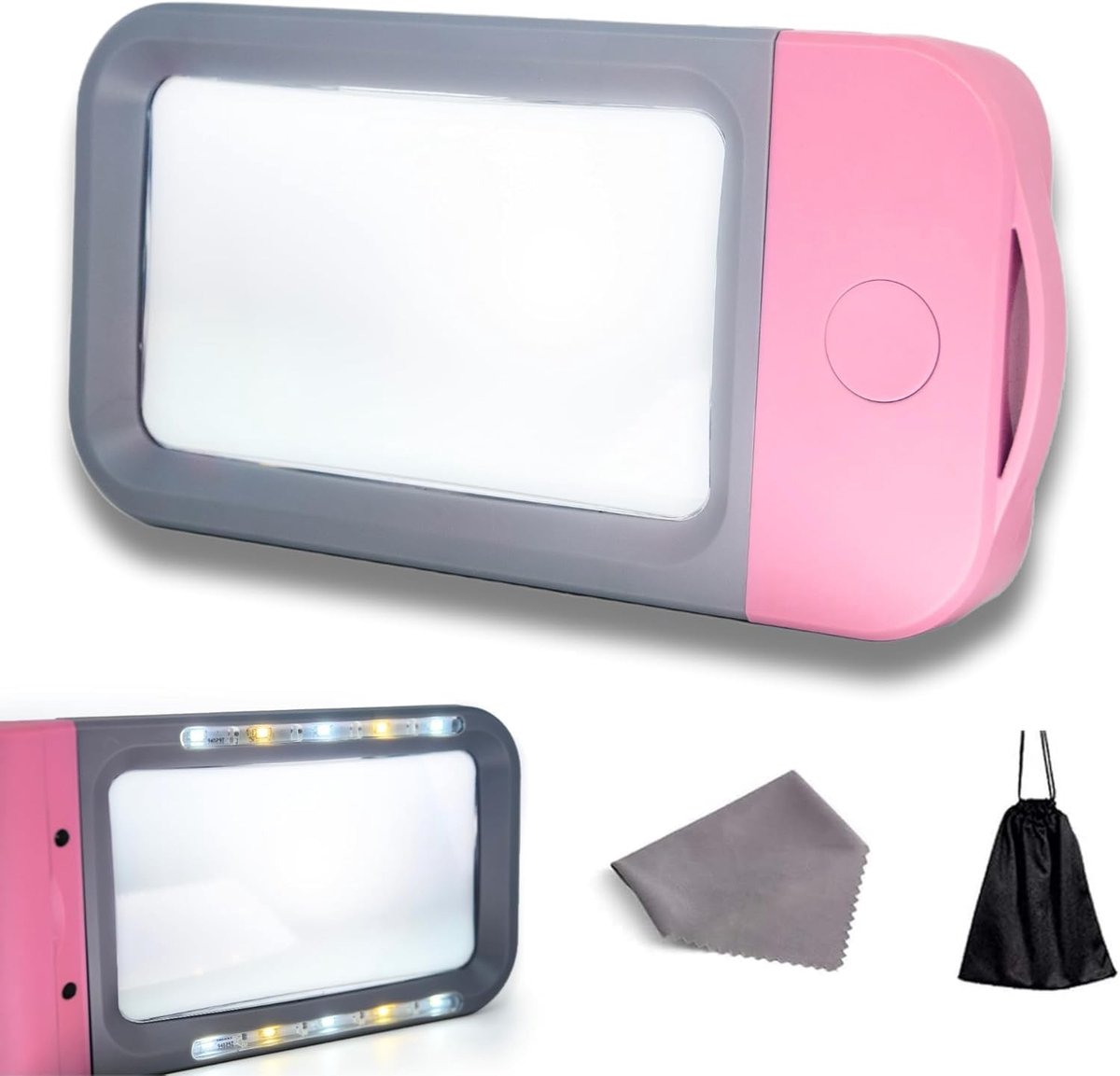 Vergrootglas met licht - 3x vergroting, roze