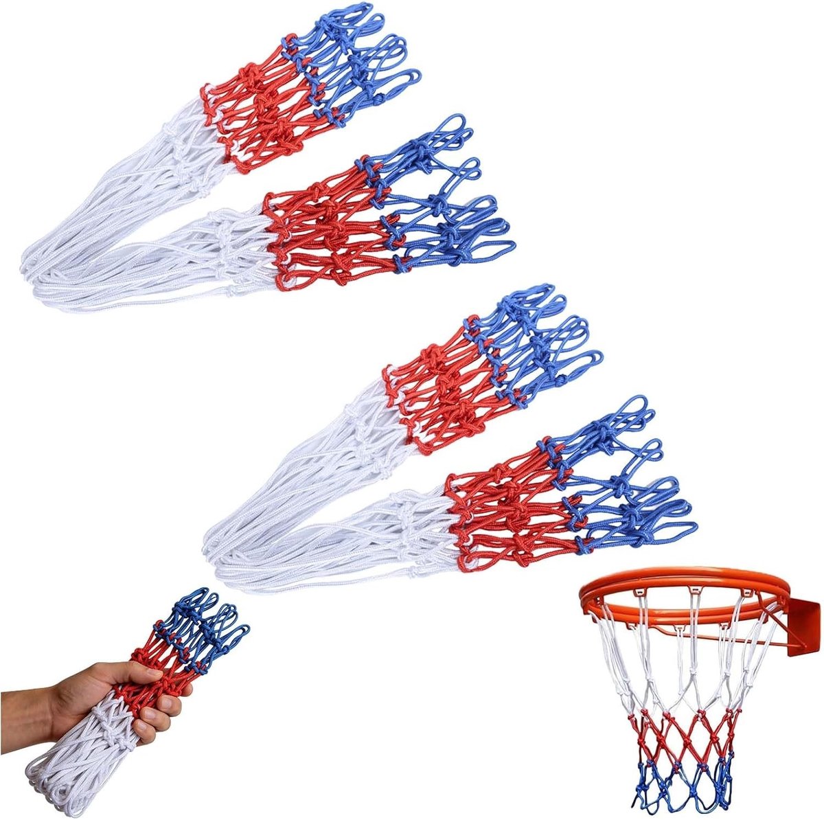 Professionele vervangingsnetten voor basketbal, weerbestendig, 12 lussen, polyester netten voor binnen en buiten gebruik