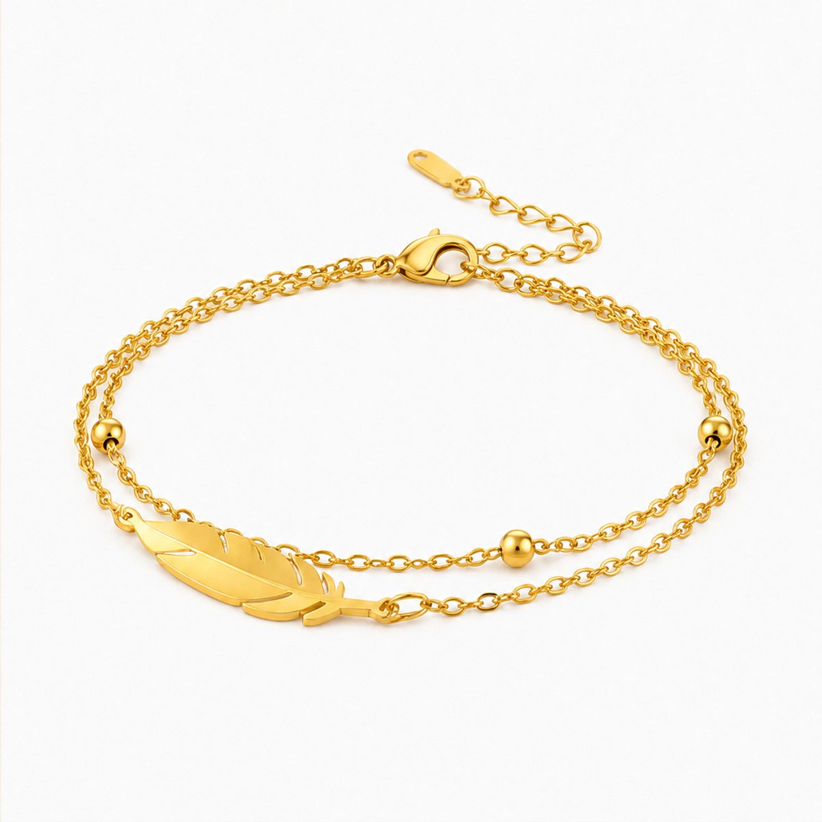 LGT JWLS - Dames armband - Goudkleurig edelstaal - Met veer