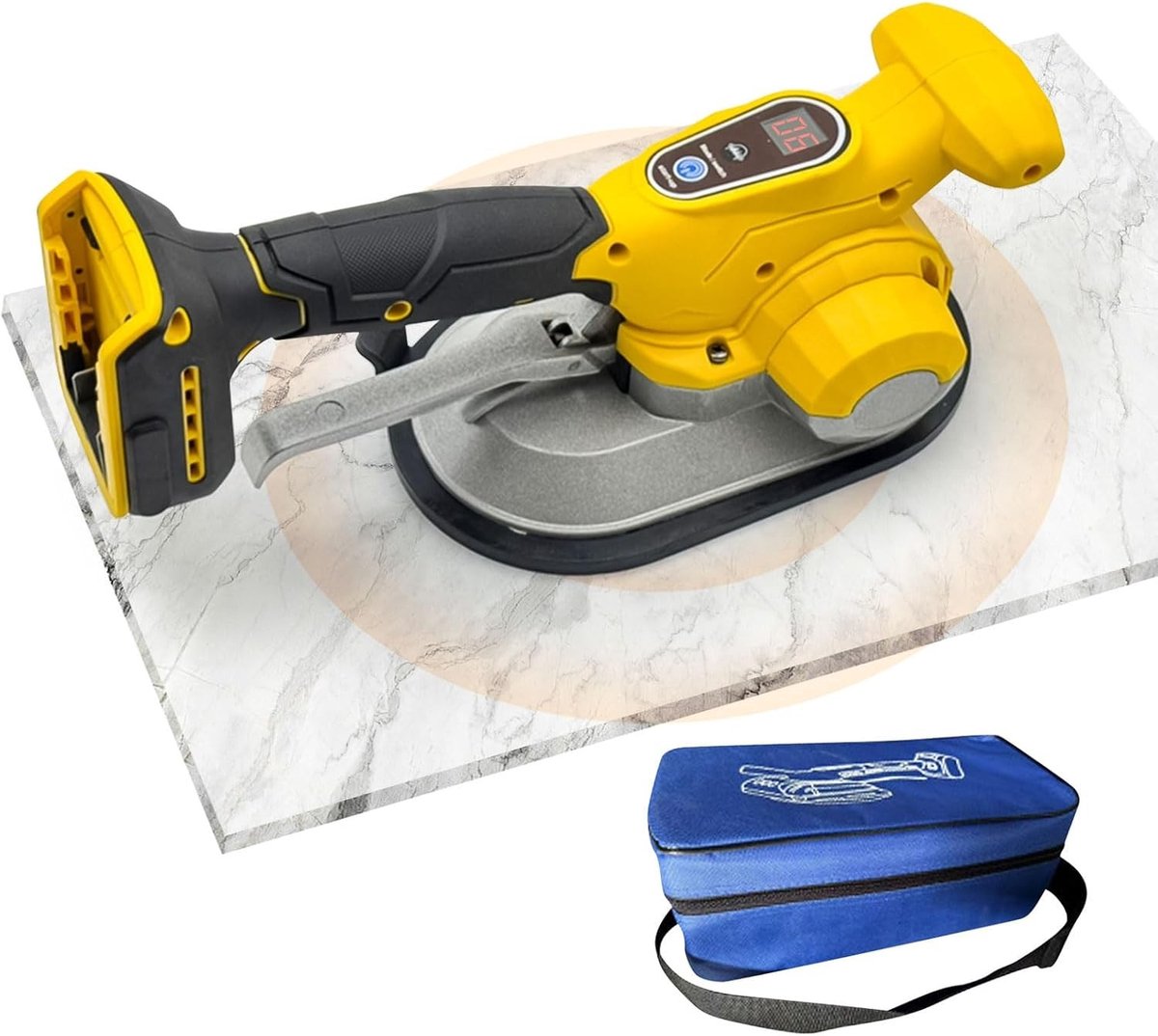 Vibratortool voor Tegels met 19.5cm Zuignap, Niveauer voor Tegels en Bakstenen, 200kg Hechting, 6 Niveaus en 33000RPM