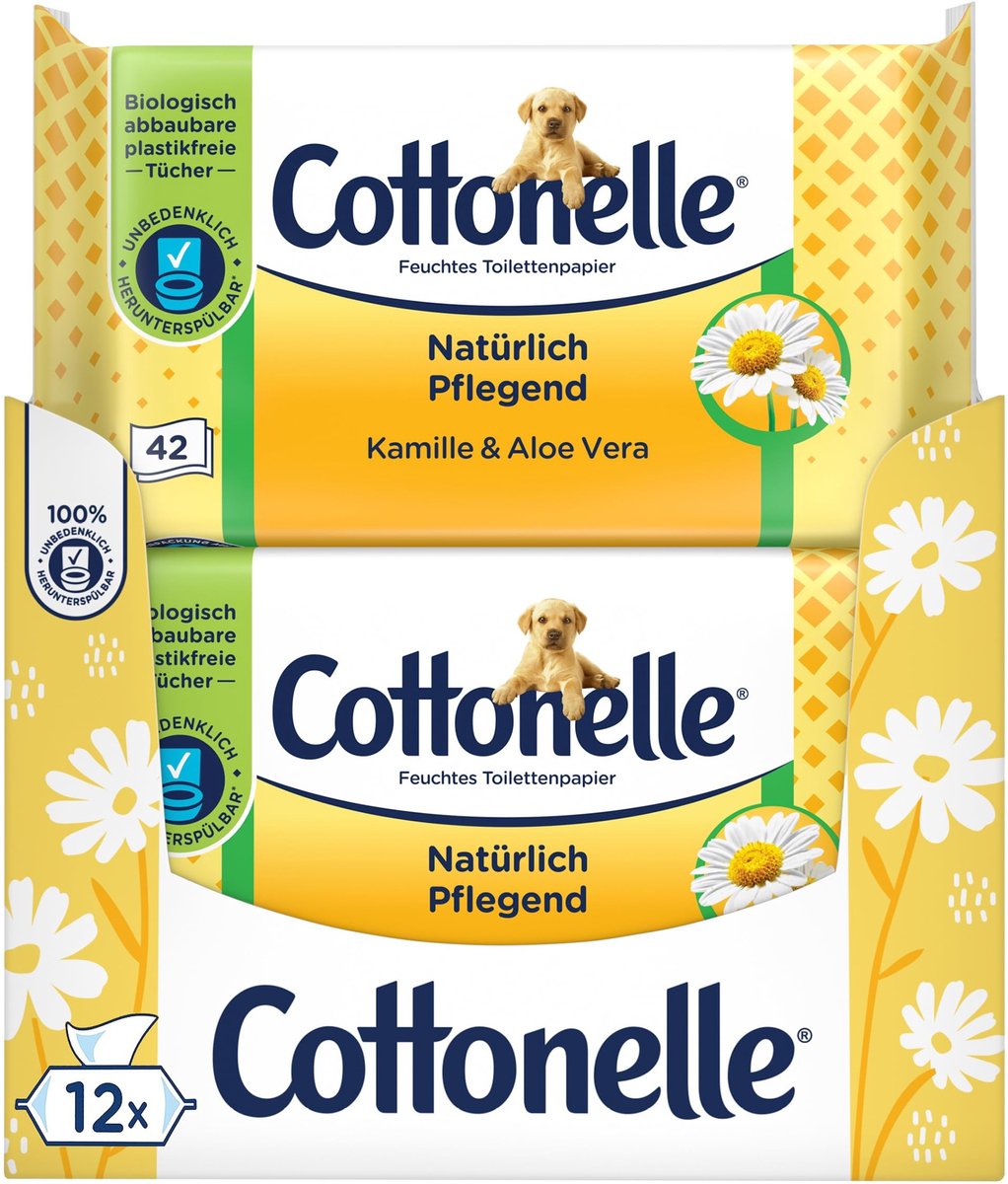 Nat Toiletpapier - Kamille & Aloë Vera - Biologisch afbreekbaar - 12 x 42 Doekjes