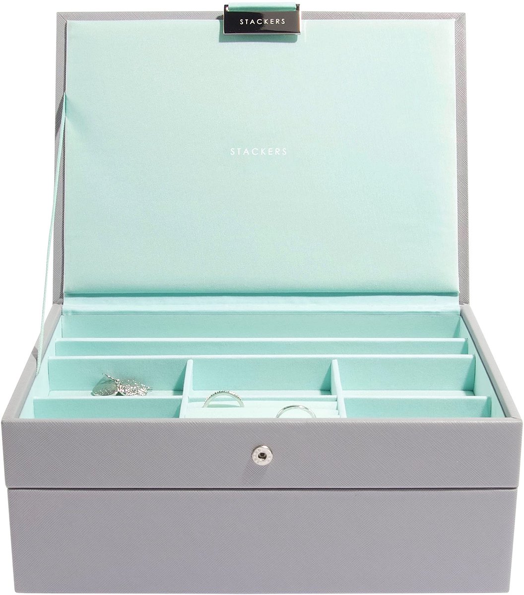 Klassieke Sieradenbox Set van 2 - Grijs en Mintgroen