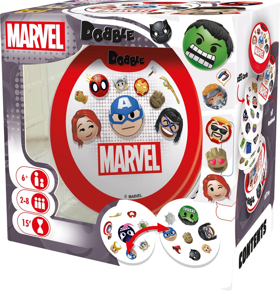 Dobble Marvel Emoji - Kaartspel voor 2-8 spelers