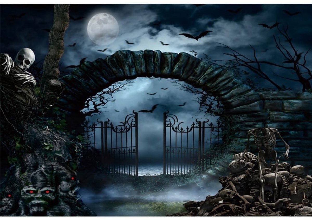 Halloween Achtergrond - Mistig Bos - 2,2 x 1,5 m