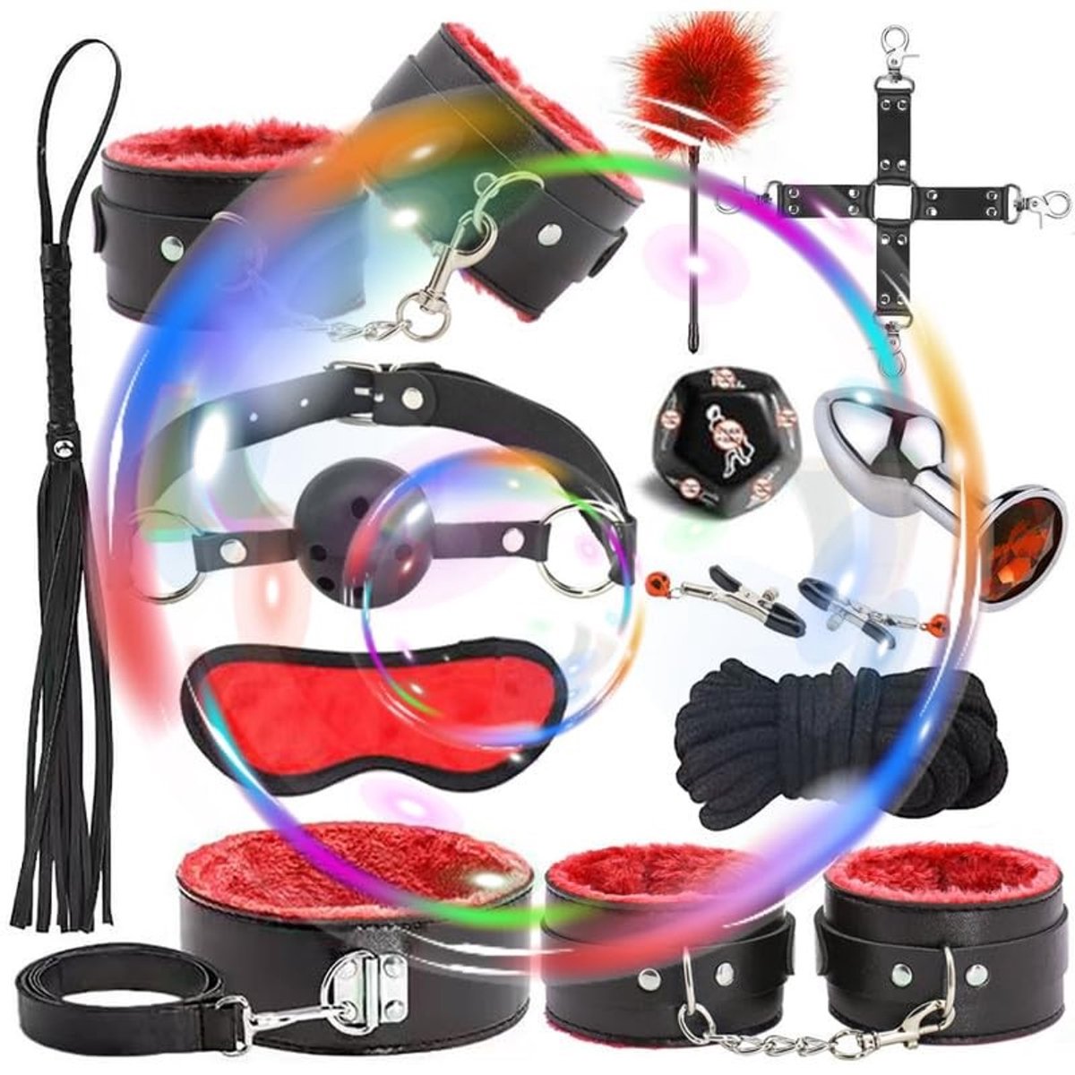 Elastische oefenaccessoires voor handen en voeten - Casual rood, 12 stuks