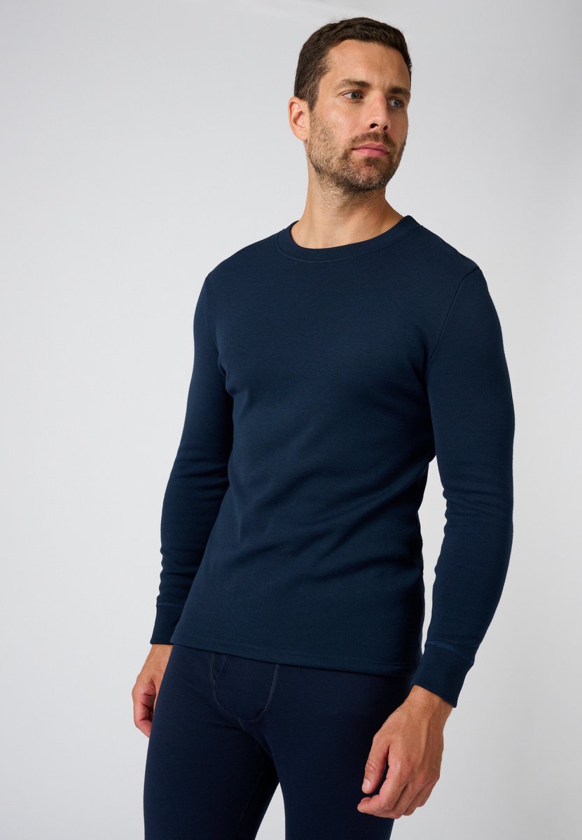 Damart - Thermolactyl T-shirt met lange mouwen, geborstelde fleece - Heren - Blauw - (86-93) S