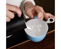 Herbruikbare roestvrijstalen koffiesjablonen voor latte art, 6 stuks, met diverse patronen voor cappuccino en taartdecoratie
