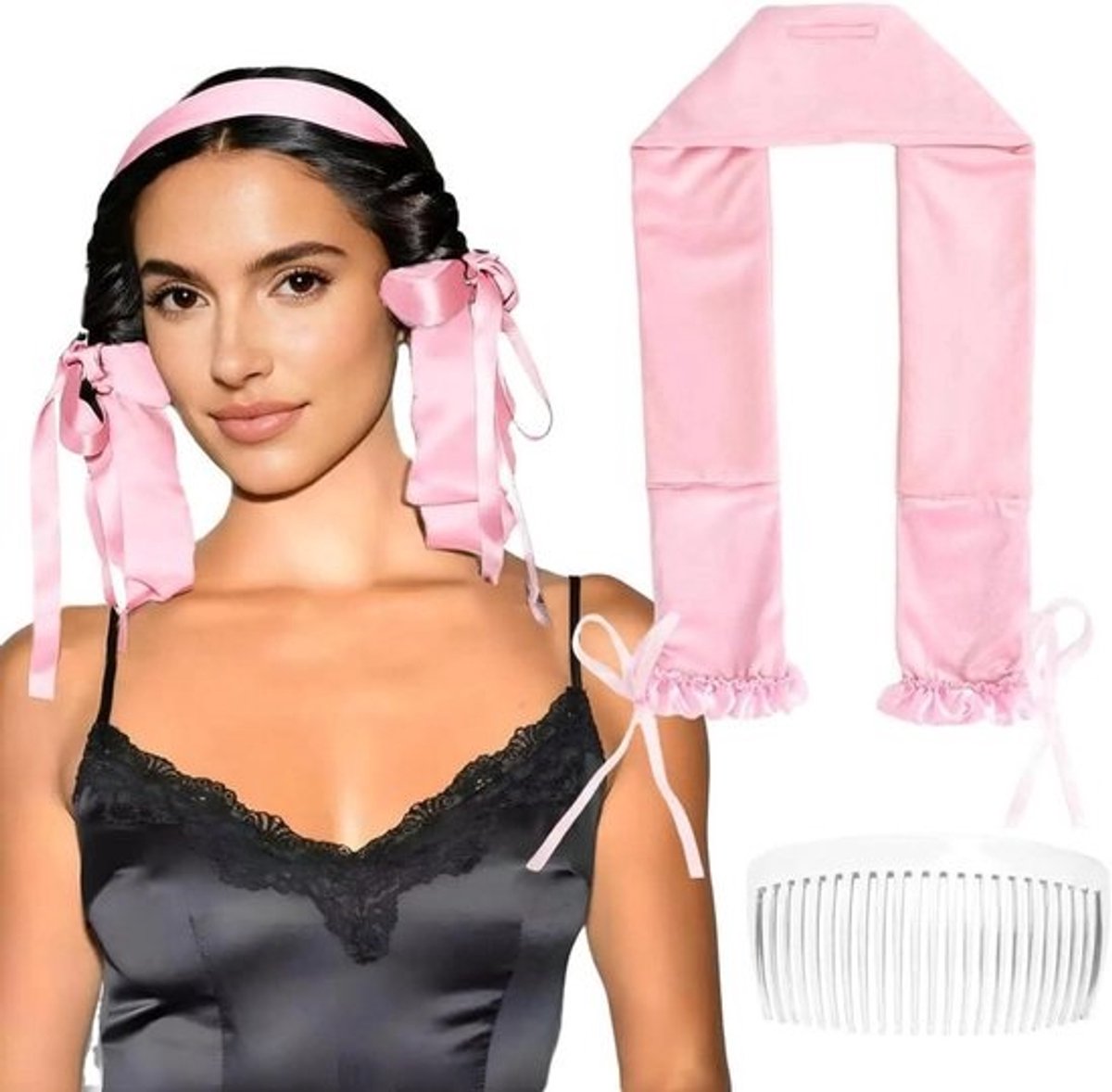 Warmtevrije Krulband - Haaraccessoire Slapen - Zachte Krullen Creëren - Voor Alle Haartypes - 72 x 9.5 cm - Roze