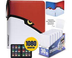 Actueell® A4 Verzamelmap 1080 Kaarten – Binder map voor kaarten - 9 Pocket - Card Binder met Ritssluiting - 60 Pagina's – Inclusief 30 Toploaders niet mapgeschikt – Premium Leer