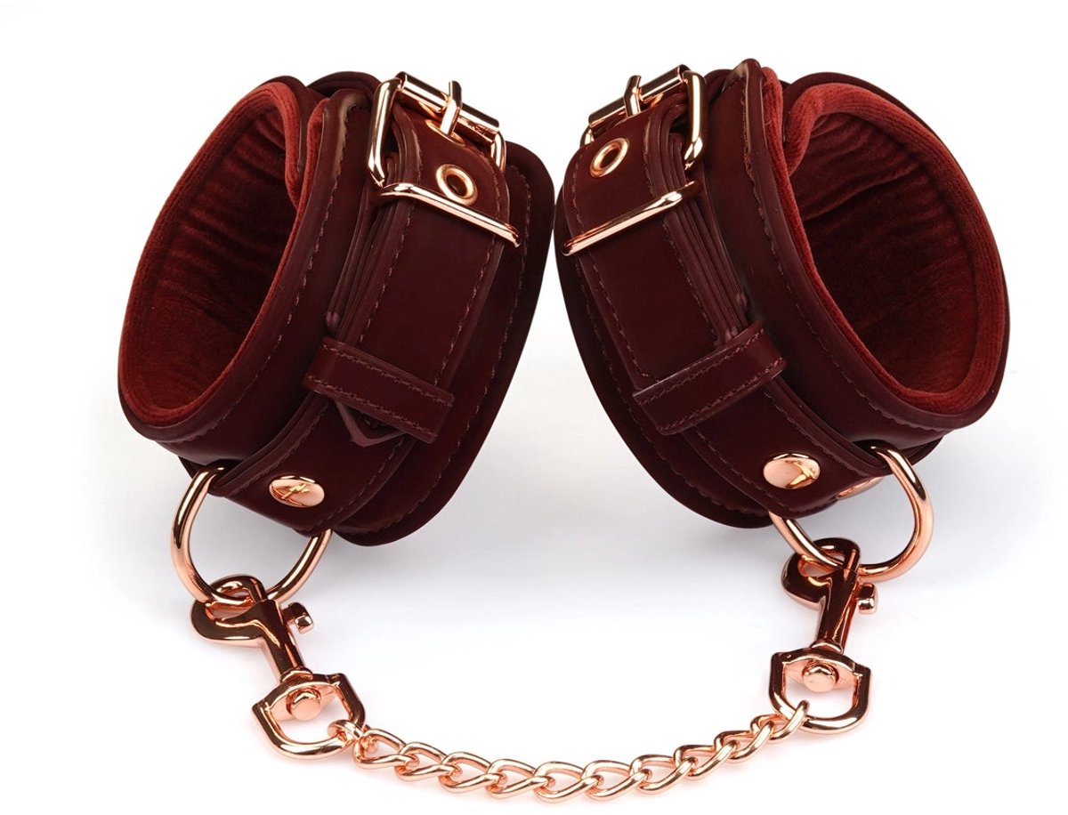 Liebe Seele - Metallic Shade Red - Vegan PU Lederen Polsboeien - Rood/Rosé Goud