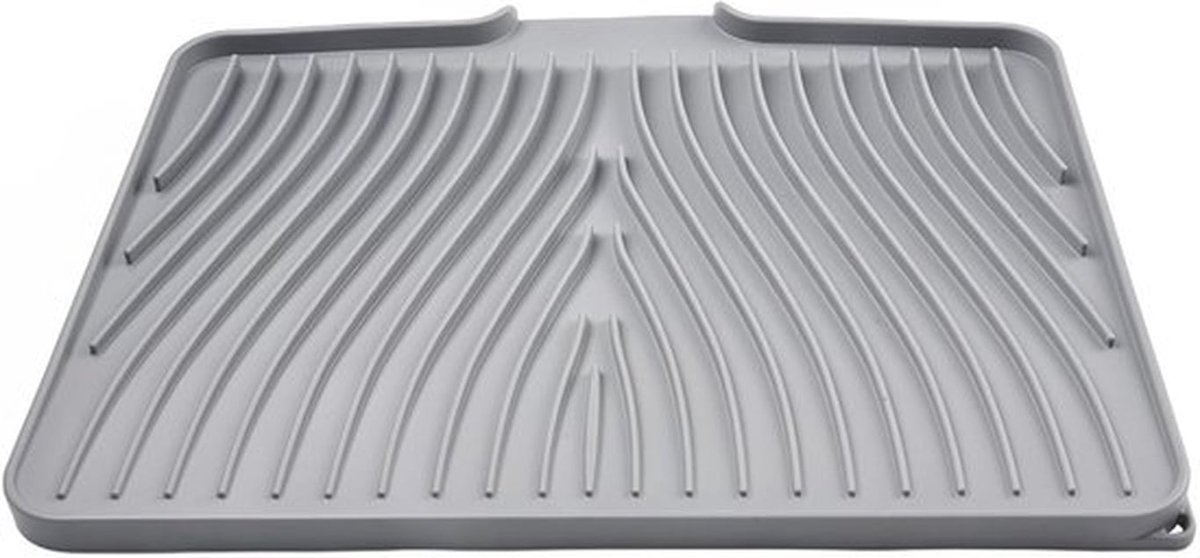 Afdruipmat voor afwas - afdruipmat siliconen - Afdruipmat - Afwas Droogmat - antislip afdruipmat met ingebouwde afvoer - hittebestendige stenen afdruipmat - Accessoires voor Aanrecht - 40 x 33 CM - Grijs