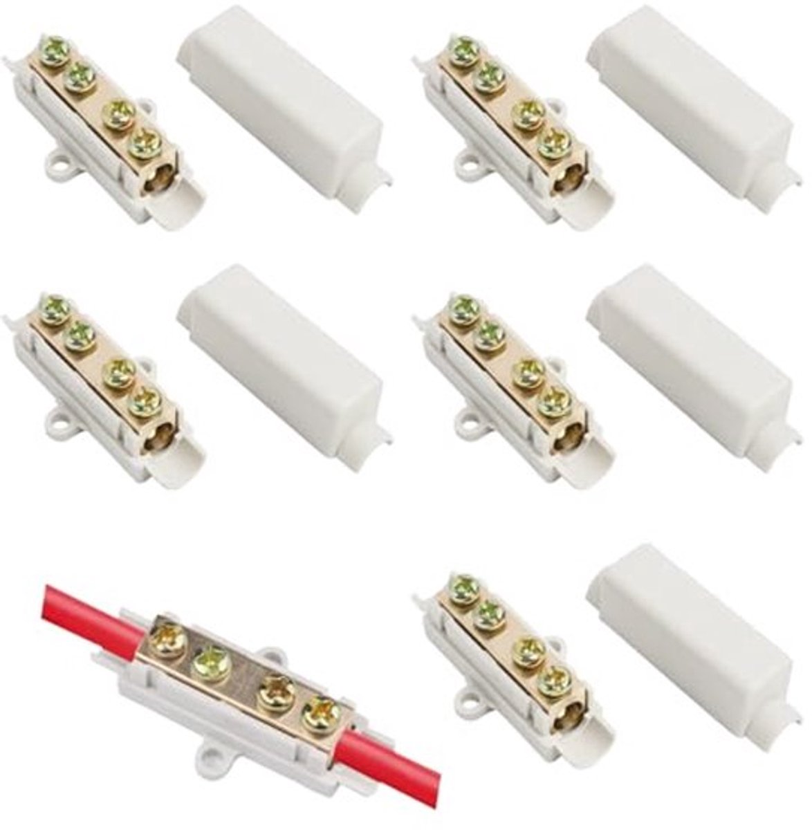 stuks aansluitblok, dubbele schroef messing connector, aansluitdoos, voor 2,5-16 kabels, 1000V 100A, model ZK-1116, industrieel en huishoudelijk gebruik