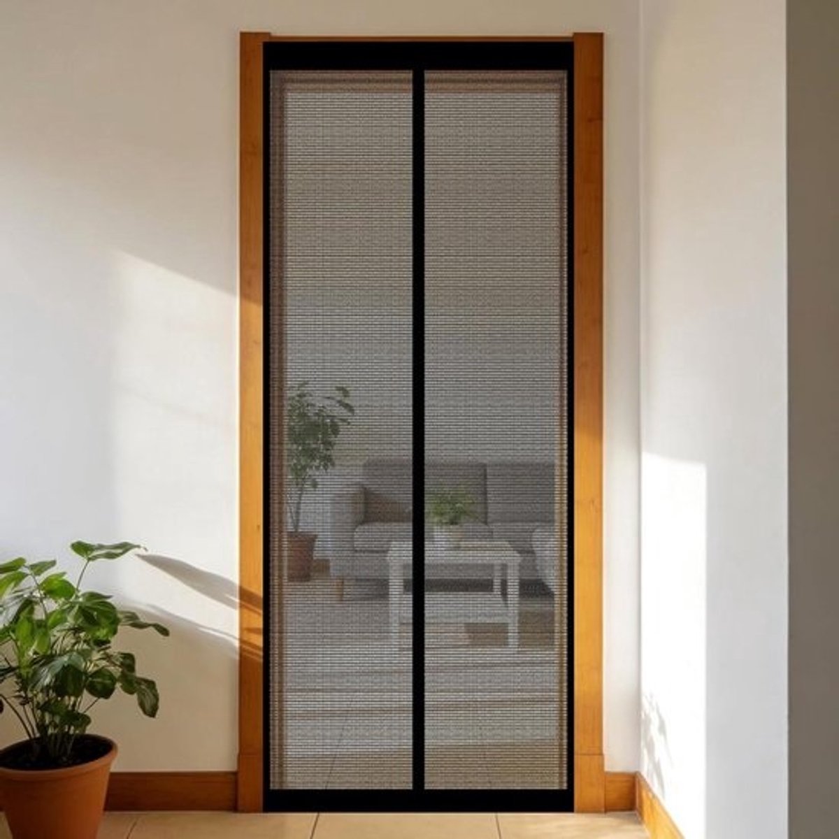 Magnetische Hordeur - Insectendeur Schermdeur - Insecten Buiten Houden - Zonder Boren Te Plaatsen - 128 x 80 cm - Zwart