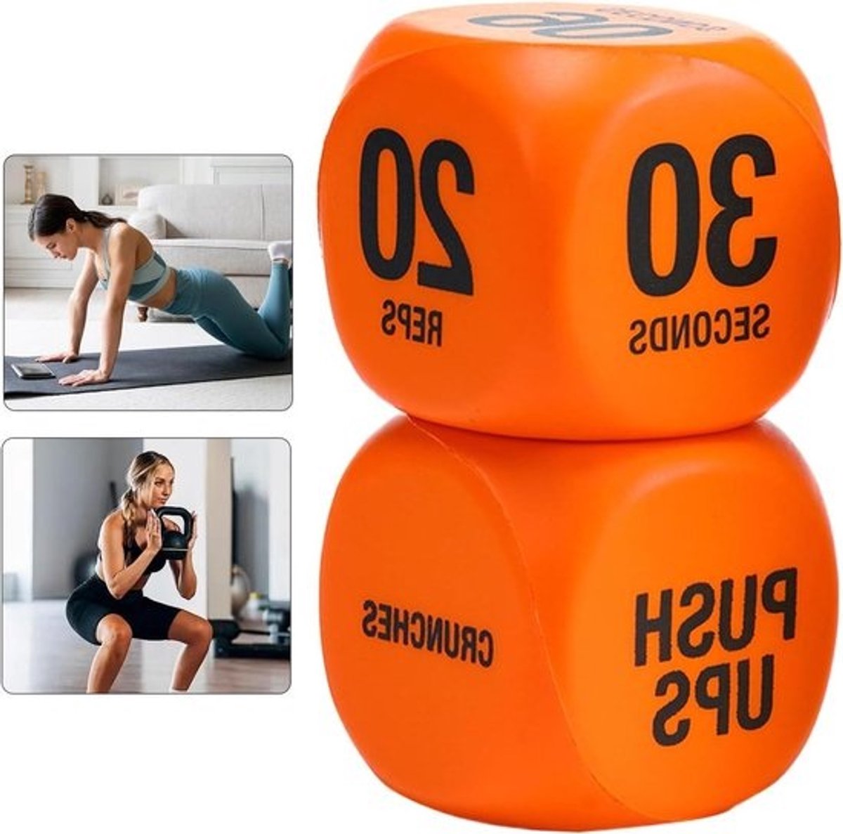 Fitness Dobbelstenen - Oefen Dobbelspel - Workout Variatie - Motiverend Spelelement - 2 stuks - Oranje