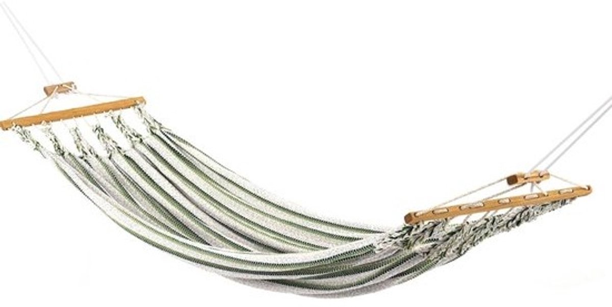 Hangmat Enkel - Schommelmat Relax - Buiten Ontspannen - Scheurvast Weefsel - 300 x 130 cm - Beige Groen
