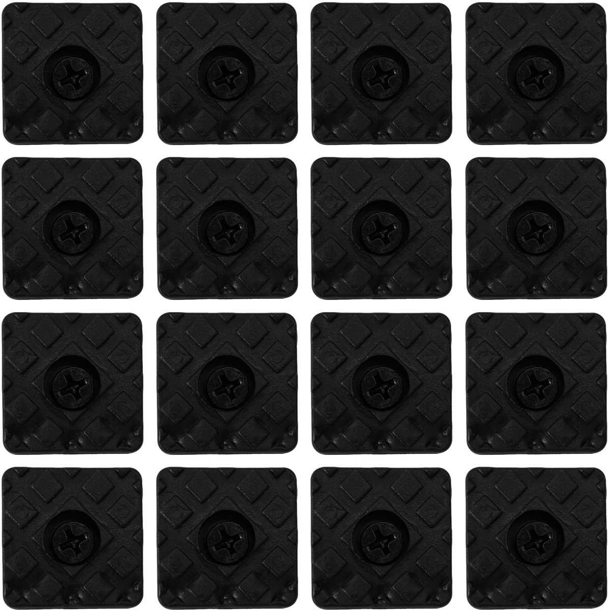 16 Stuks Zwarte Vierkante Meubelvoetjes - Antislip Rubber