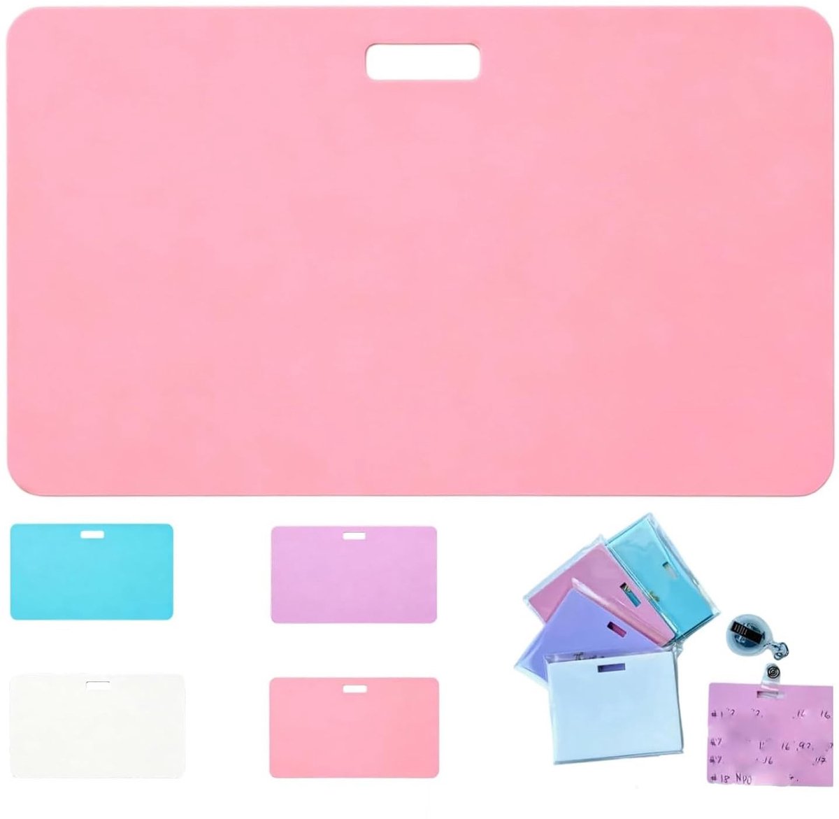 Herbruikbare siliconen badgehouder - 8 stuks - Roze