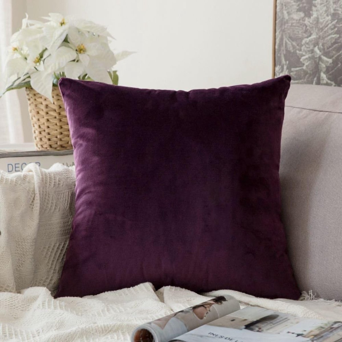 Decoratieve Kussenhoes van Zacht Microfiber in Velours, Vierkant en Stijlvol voor Elk Interieur