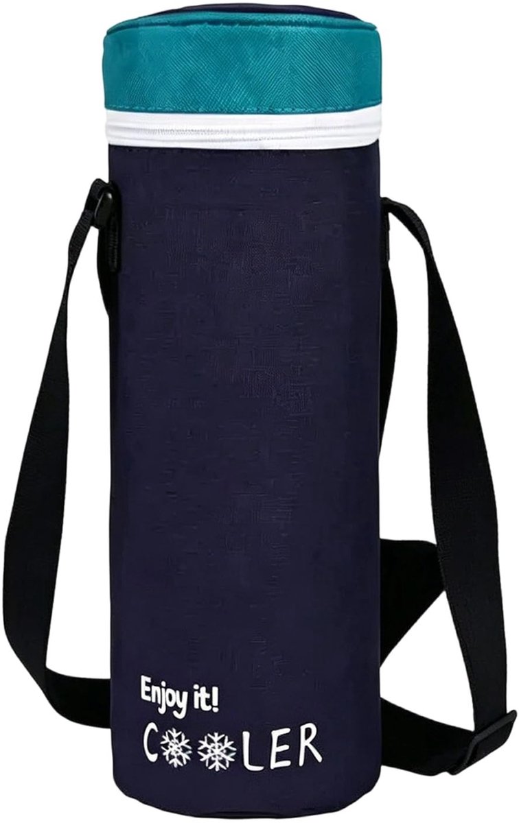 Koeltas voor flessen - Marineblauw met schouderriem