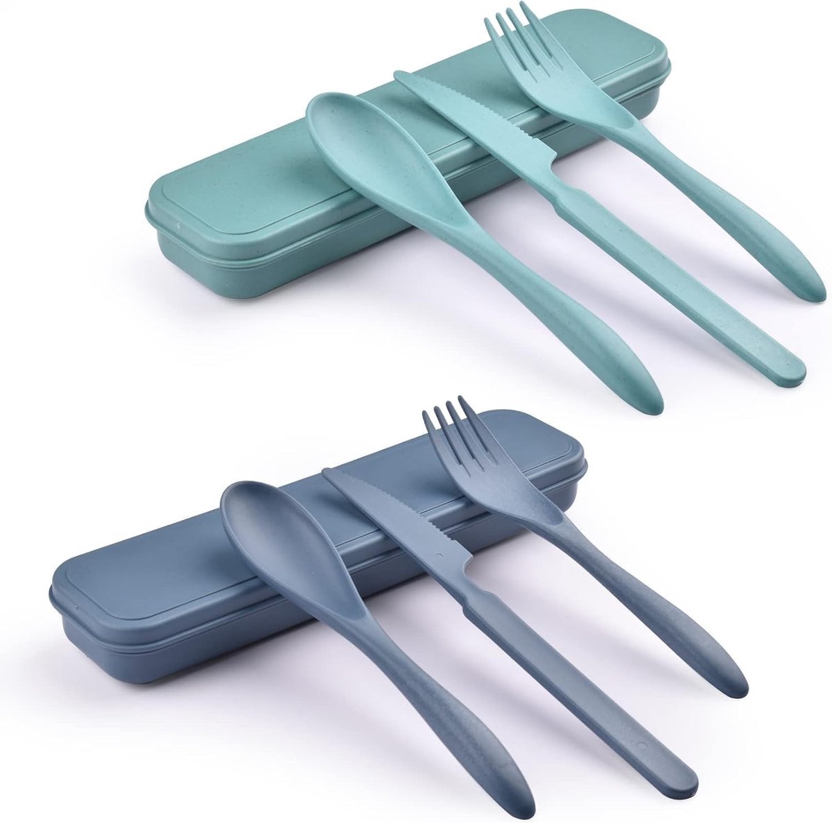 Reusable Cutlery Set - 2 sets - Blauw en Groen