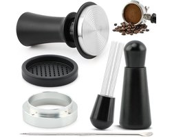Complete Espresso Accessoires Set met 51mm Handtamper, Roestvrijstalen Melkopschuimer en Koffie Roerstaafjes voor Perfecte Koffieervaring