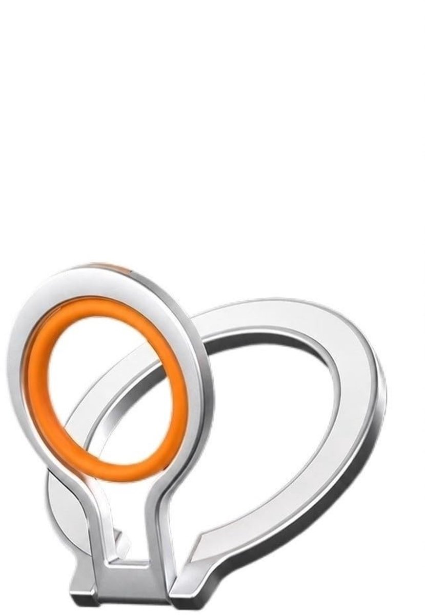 Magnetische Telefoon Ring Stand - Compact en draagbaar - Zilver en Oranje