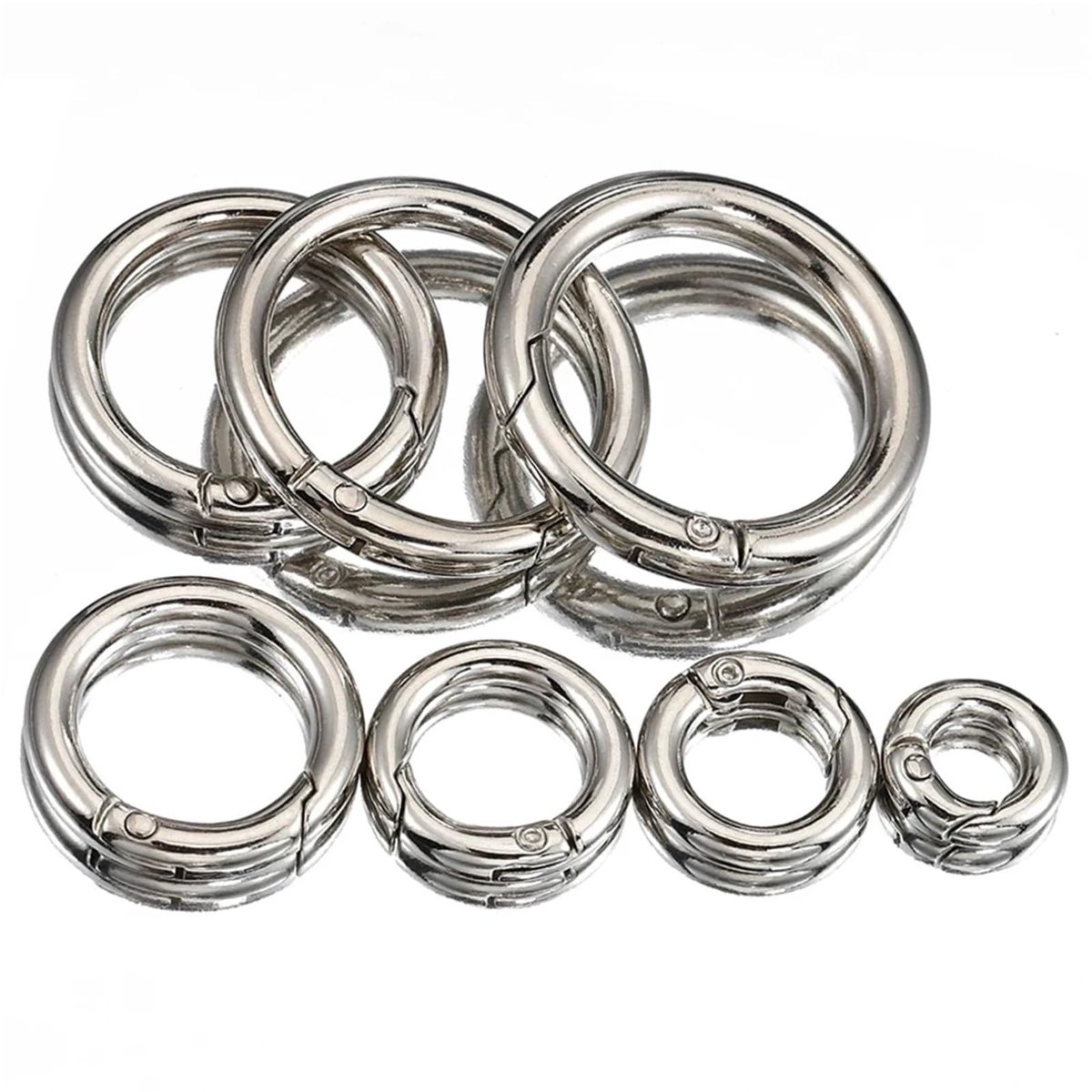 Sleutelhangers met veersluiting - Set van 20 stuks in staalkleur