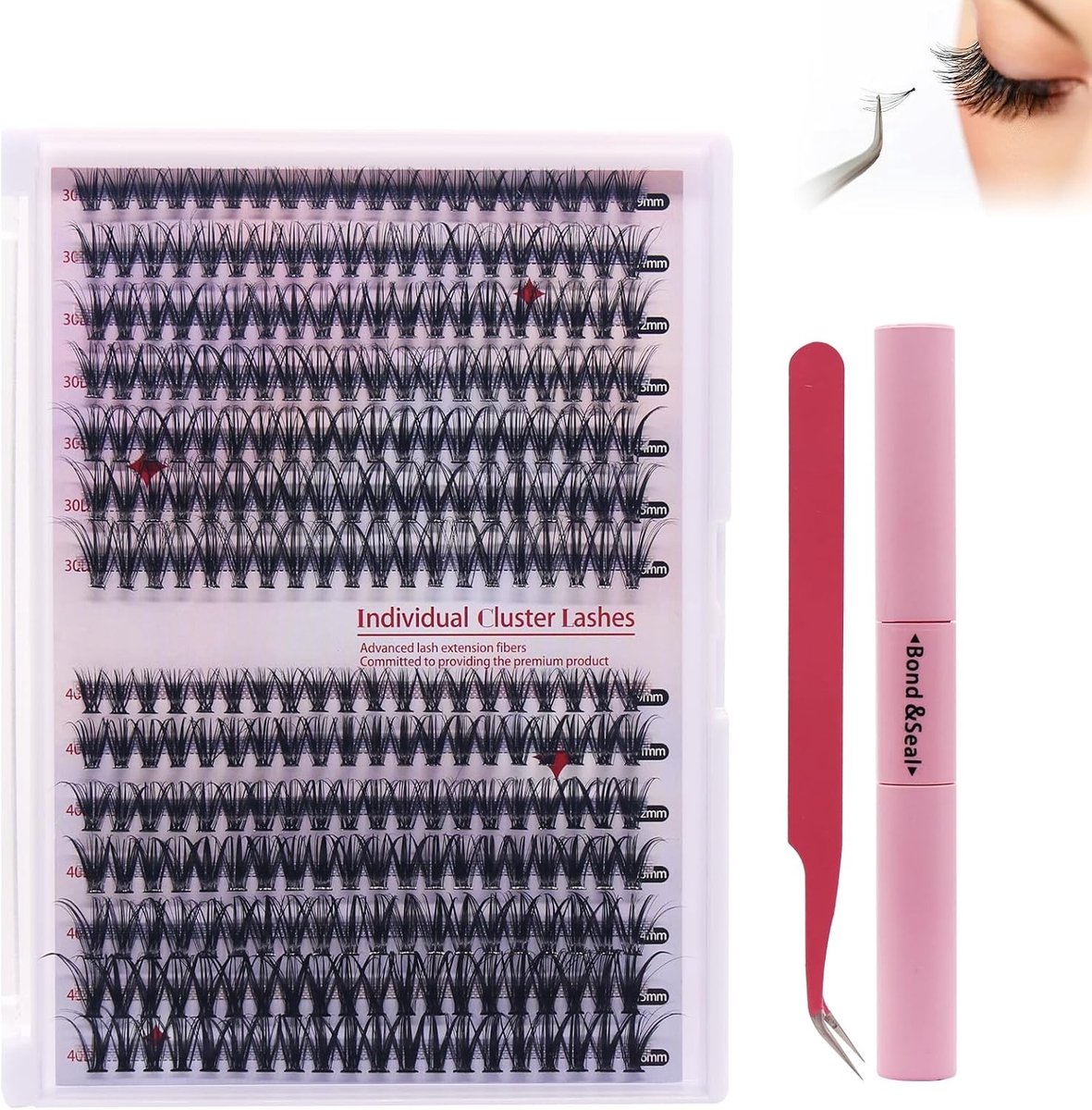 Natuurlijke wispy wimperextensions, gesegmenteerde doe-het-zelf set voor thuisgebruik, herbruikbaar en ideaal voor beginners