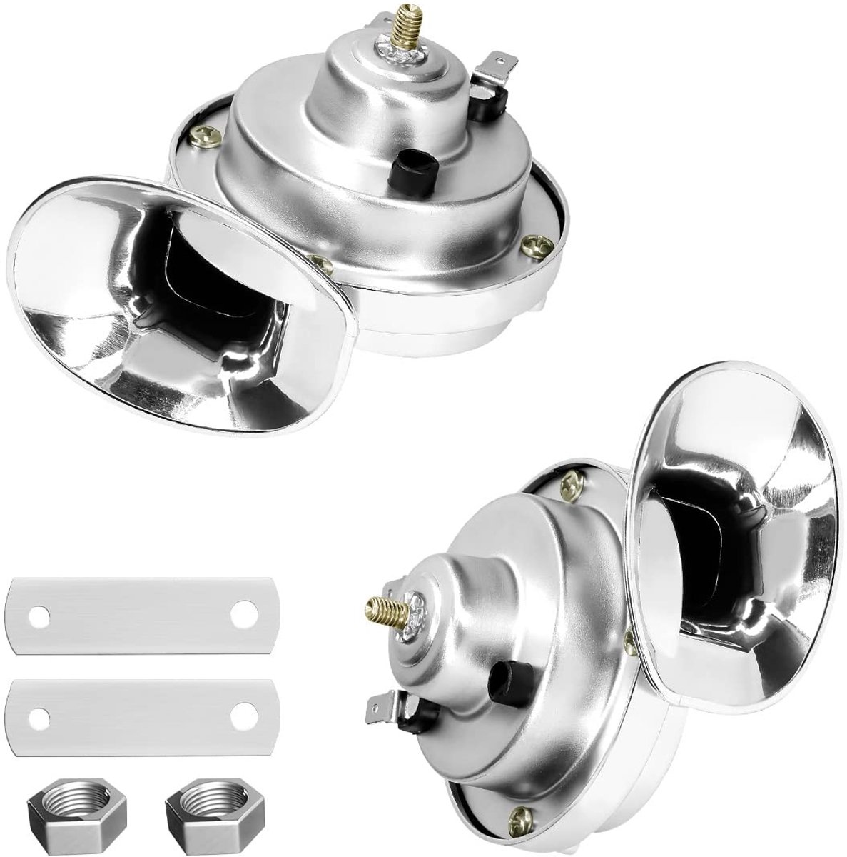 Dailygoods - Slakkenluchthoorn - Elektrische toeters - 300 dB luid geluid - Zilver - Waterdicht en krachtig - Geschikt voor vrachtwagens en boten