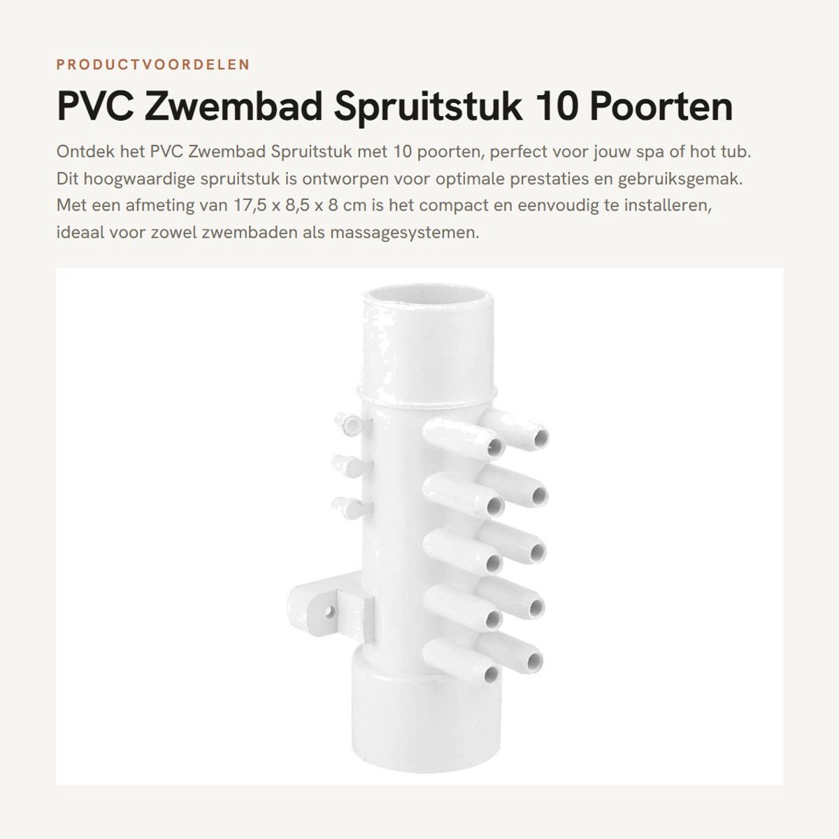 Dailygoods- Spruitstuk 10 Poorten - PVC Connector 1,5 inch - Zwembad Sanitair - Afmetingen 17,5 x 8,5 x 8 cm - Geschikt voor Spa en Hot Tub - Gloednieuw - Zwembadconnector