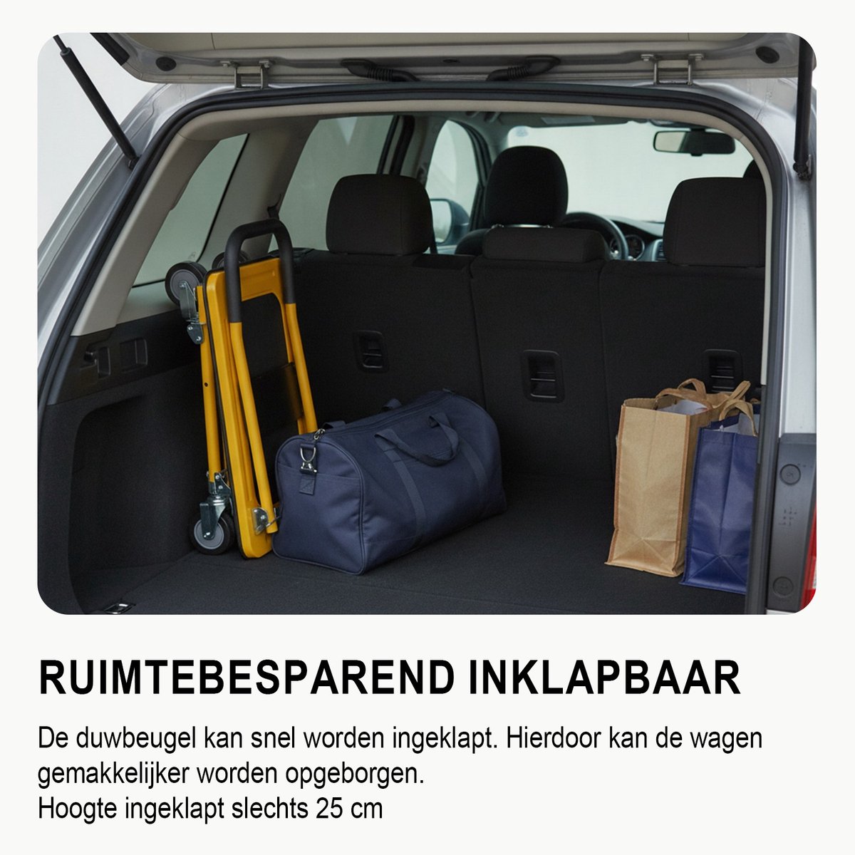 Plateauwagen 300kg - Opvouwbaar - Steekwagens & Transportwagen - 90x60cm - Heavy Duty Platformwagen Staal - Magazijnwagen met Anti-slip & Duwstang - Trolley voor Verhuizing, Garage, Bagage & Pakketten - Handwagen met 12cm Wielen – foto 3