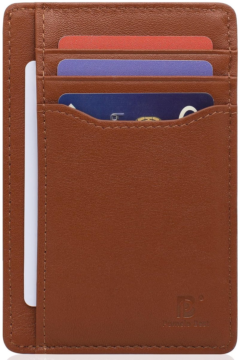 Dailygoods - Slanke herenportemonnee met RFID-blokkering - Bruin lederen creditcardhouder